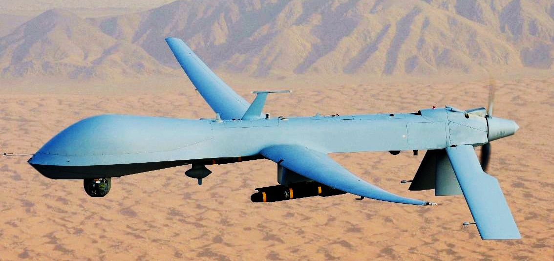 An MQ-1 Predator armed with Hellfire missiles. The Predator was first introduced in 19494 by Genereal Atomics.