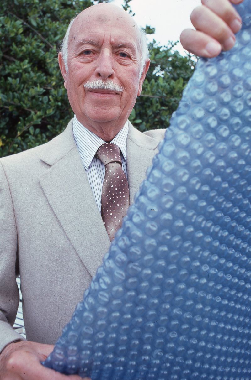 Marc Chavannes (above) and Alfred Fielding invented bubble wrap in 1957 as a high-end wallpaper.